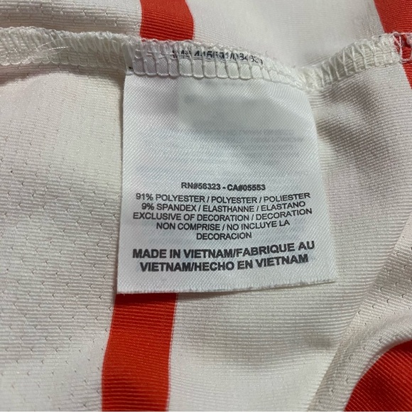 Nike Golf Coral White Striped Embroidered Dri Fit Golf Polo Shirt - Picture 6 of 6